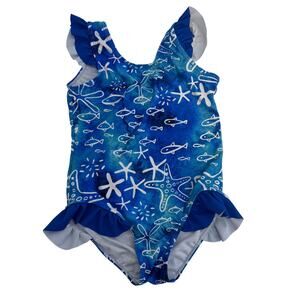 Millie Loves Lily Girls size 7 Blue One-Piece Swimsuit Bathing Suit